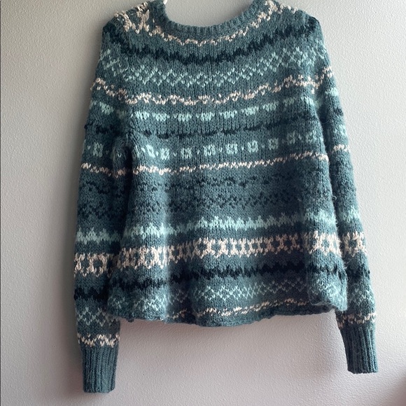 Free People Blue and White Crew Neck Sweater - Picture 5 of 6